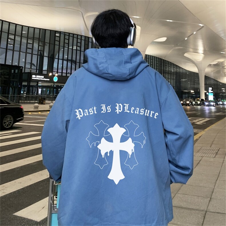 电商DSA028-JKAV567100聚酯春季新款港风连帽夹克男,男装夹克,电商A028