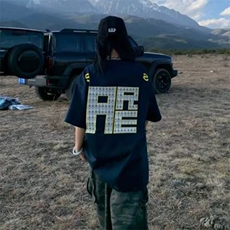 万针全刺绣工艺抖音得物高品质260克重磅纯棉双纱美式高街短袖T恤，男装T恤，电商A486