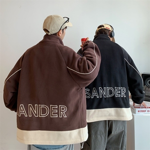 703-MY306-P105  冬季立领拼色奥粒绒加厚外套 绣花直摆高品图片