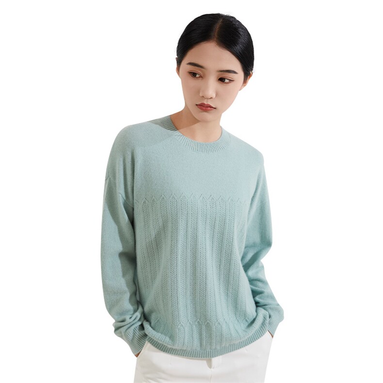 秋季新款舒适时尚百搭圆领套头女士羊绒衫,女装羊绒衫,恒爱羊绒