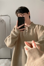 冬款polo领潮流重磅800g老钱风大码针织毛衣男MY124-特P50控128，男装针织衫/毛衣，电商A001-1