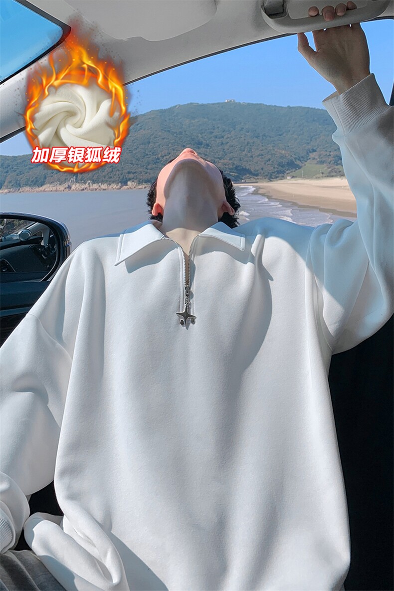 加绒银狐绒450g高克重金属装饰拉链卫衣男W5420J加绒-特P42控79,男装卫衣,电商A001