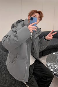2026新男女同款学院风情侣连帽羽绒服小个子面包服加厚白鸭绒潮牌图片