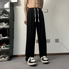 港风垂感宽松直筒裤男2025夏季新款松紧抽绳微喇西裤XK301-P50，男装西裤，电商A178