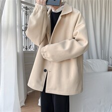 N2070/P75秋冬新款韩版毛呢大衣学生宽松休闲大码呢子外套夹克男,男装毛呢大衣,电商A141