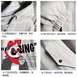 JK41218-P85 加棉款-P115 纯棉连帽夹克男士大码工装夹克男 网格图片