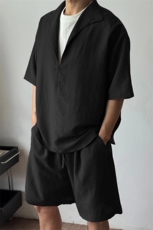 (网图慎用）特批P58无差价假两件透气舒适亚麻两件套装男TZ5355，男装休闲套装，电商A001