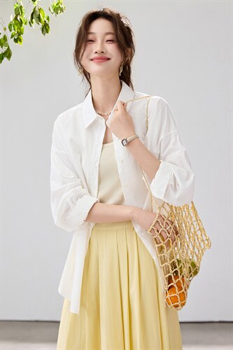 2026春夏新款蓝衬衫女宽松显瘦元气少女感衬衣韩版松弛感慵懒风，女装衬衫，艾米