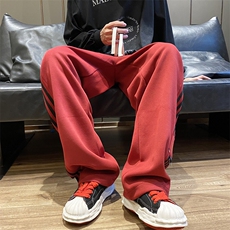 休闲裤男韩版拼色三条杠高街直筒裤子2024春夏季ins长裤K5062-P36，男装休闲裤，星座412-2