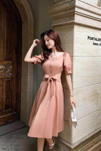 21新款现货简约大方显瘦连衣裙面料舒服薄没里衬M-XXL，女装连衣裙，艾涵o