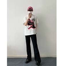 B221美式ins高街小众百搭微喇拉链牛仔裤LK22049-P60控78，男装牛仔裤，电商B221