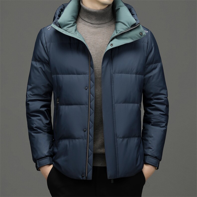冬季新款男士连帽加厚保暖羽绒服中年男装商务休闲白鸭绒外套,男装羽绒服,电商B212（原钱塘6029）