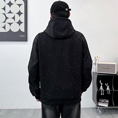 设计感垫肩卫衣男生春秋款高领连帽外套W25-P60，男装卫衣，星座1109-3