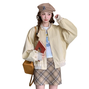 现货25春装新款棒球服外套学院风休闲短百搭外套可爱风图片