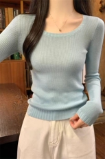 2025年秋季新款纯色坑条圆领针织套头上衣时尚百搭，女装针织衫/毛衣，旭驰羊绒