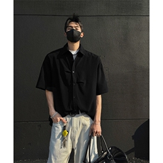 衬衫男褶皱设计夏季新款2025潮流不规则短袖-A2015TP28控58无差价，男装衬衫，电商B241