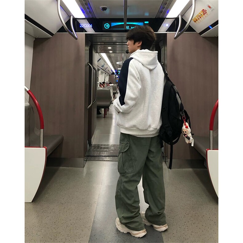 抖音得物秋美式高街重磅结构织带拼接撞色立领卫衣外套ACM4101,女装短外套,电商A443
