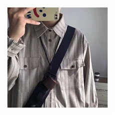 3036-P45春秋日系风格穿搭复古条工装条纹衬衫男款长袖，男装衬衫，电商B323A
