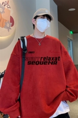 新款直播抖音得物品质麂皮绒开叉圆角宽松男卫衣W3030P45，男装卫衣，电商C408(原B339-1)
