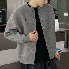 M39-P61开衫男针织衫毛衣刺绣外套圆领纽扣春秋季男潮流，男装针织衫/毛衣，电商B323A