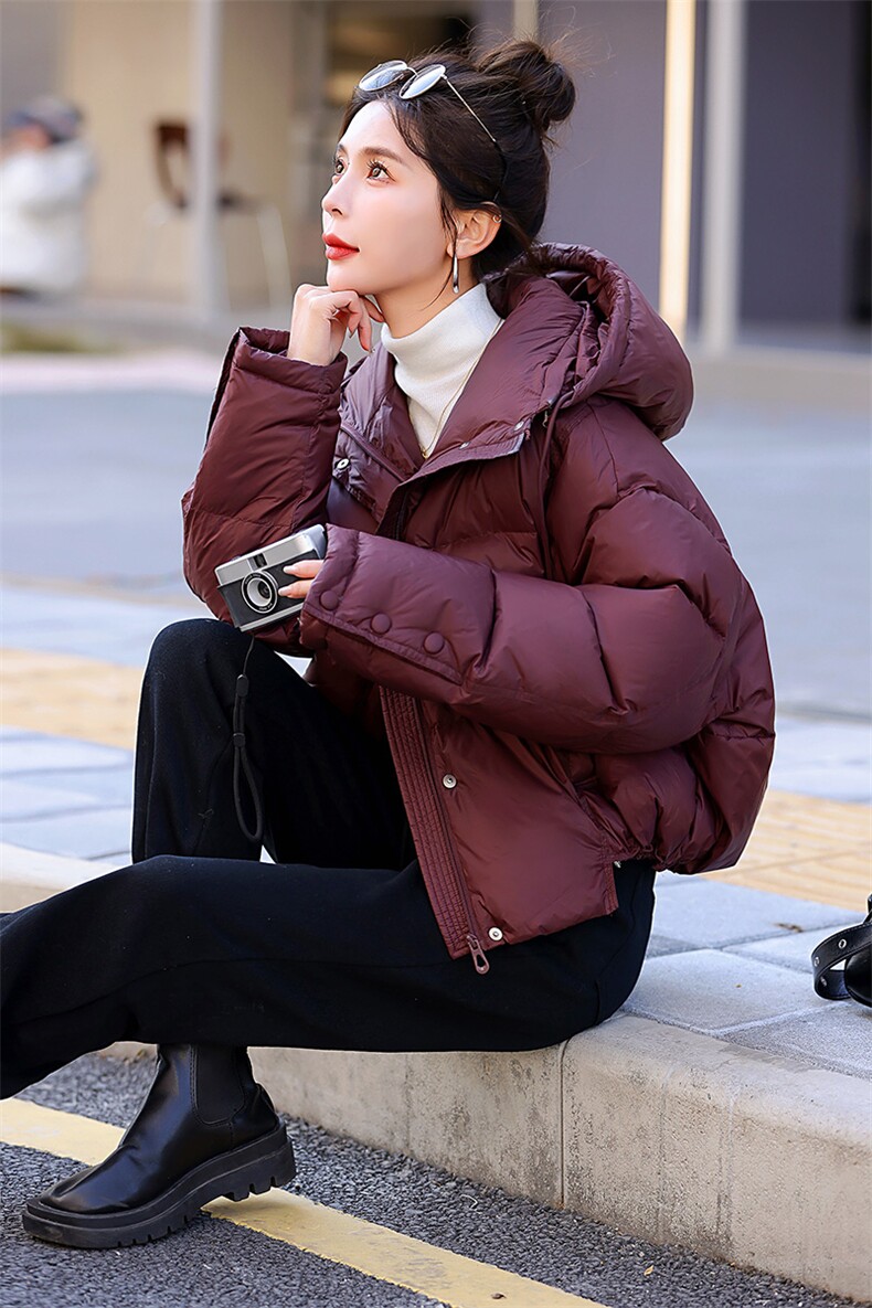 短款羽绒服女冬季2023新款时尚洋气小个子面包服白鸭绒外套现货!,女装羽绒服,一安秀