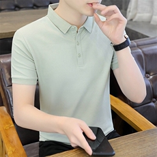 PL913-P40纯色衫男夏季新款潮流翻领短袖t恤男士潮牌修身休闲，男装T恤，电商D310B-1