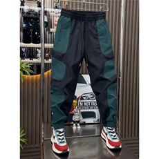 流行裤子男新款休闲裤拼色个性潮版直筒裤男宽松冲锋裤WK977P32，男装休闲裤，星座1013-5