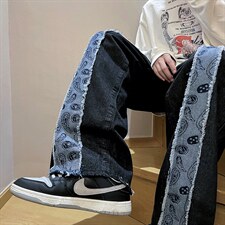 牛仔裤休闲裤男新款宽松直筒阔腿裤子K1323P43，男装牛仔裤，星座1116-2