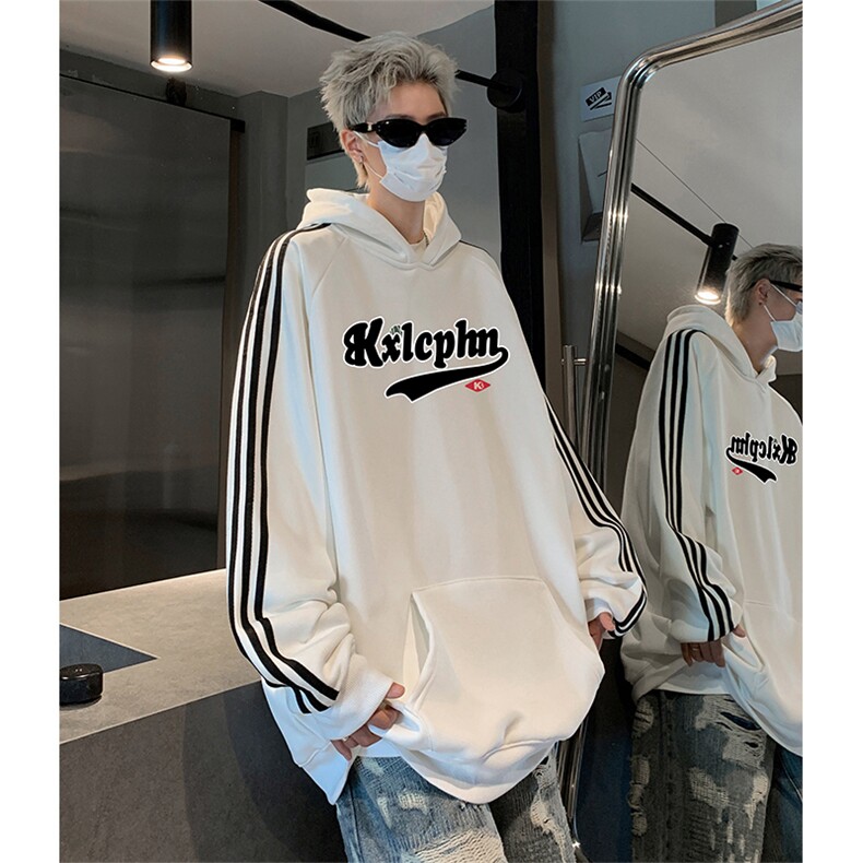 抖音得物供货提供视频秋冬重磅美式宽松织带连帽卫衣0618,男装卫衣,电商A486