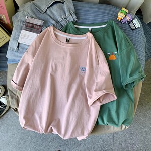 416B-1-DT89-P25 限39 中性风刺绣短袖t恤夏季学生宽松体恤半袖图片