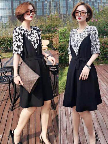 夏季新品拼接连衣裙，女装连衣裙，芷箐伊苑