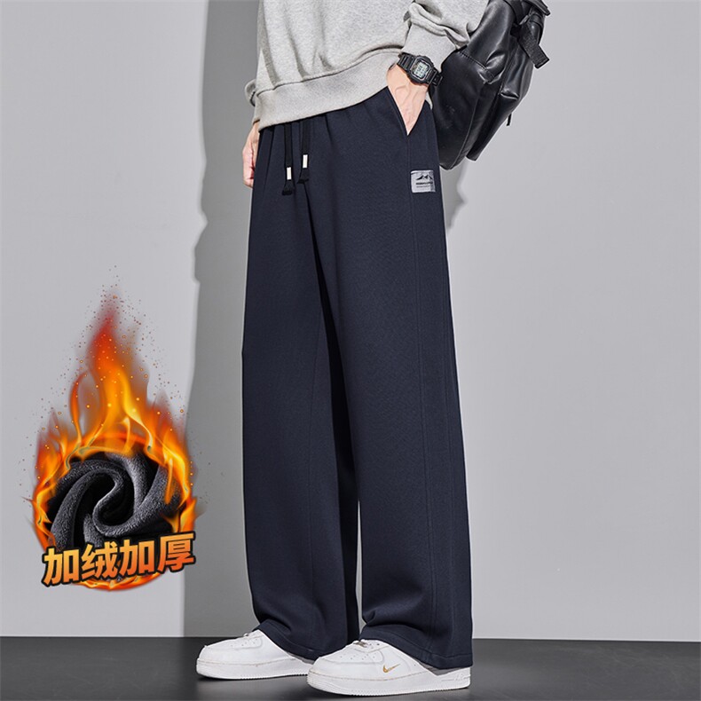 宽松直筒阔腿运动卫裤男秋冬季休闲裤加厚裤子Z2344-P45/加绒P55,男装休闲裤,星座509