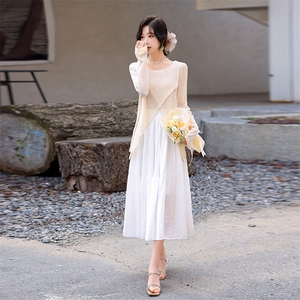 设计感宽松显瘦防晒衣套装裙女2024夏季新款气质连衣裙两件套图片