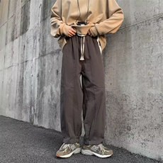 卡其色工装裤男秋冬潮牌ins宽松直筒阔腿裤特厚纯棉A766P38，男装休闲裤，星座1116-2