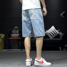 2021夏季新日系大码男沙发墙撞色多口袋休闲牛仔裤短裤ND8123-P40，男装牛仔裤，电商A001
