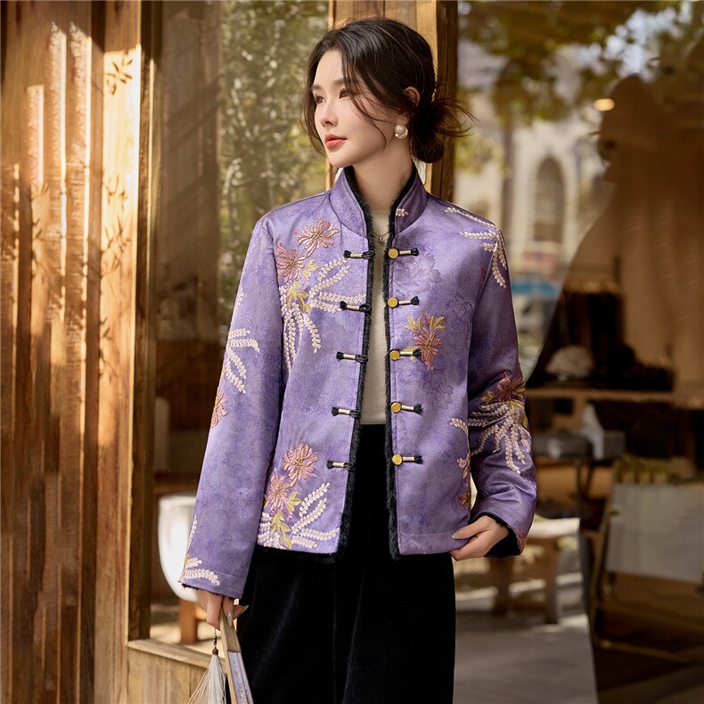 现货，两面穿新中式棉衣2025年冬季新款,女装棉衣/棉服,利佳可人