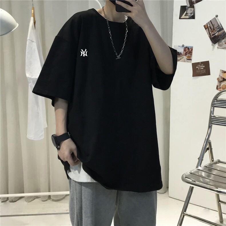 T09字母印花圆领短袖宽松五分袖T恤衫半袖潮男女学生TEE大码团服,男装T恤,星座115A-3