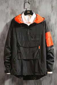 2020水泥墙秋季大码新日系男连帽运动套头宽松夹克外套J938-P65图片