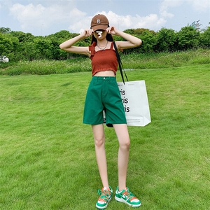 百搭牛仔短裤女2025新款ins潮牌水洗做旧直筒日系复古工装短裤图片