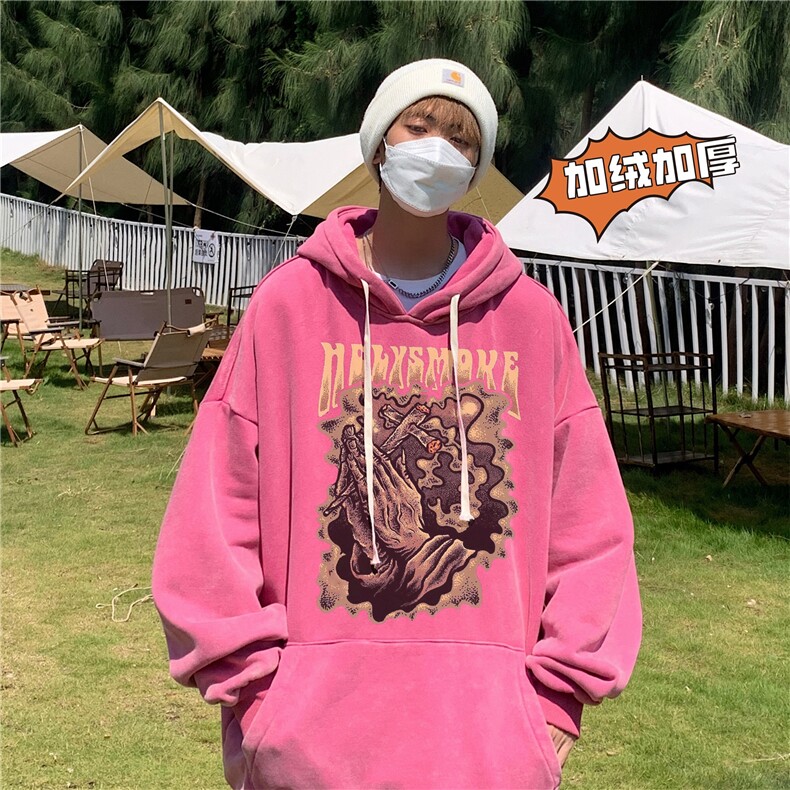 新款秋冬港风宽松连帽套头卫衣X5663-常规P70控88-加绒P80控98,男装卫衣,电商A061-1