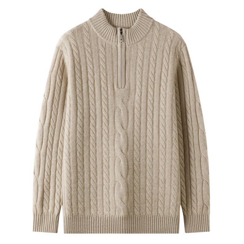 2025半高圆领抽条羊绒上衣，男装羊绒套衫，忠诺羊绒