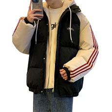 冬季新款韩版假两件宽松大码加厚棉衣外套XZ102B-1-M6636P125，男装棉衣，星座102B-1