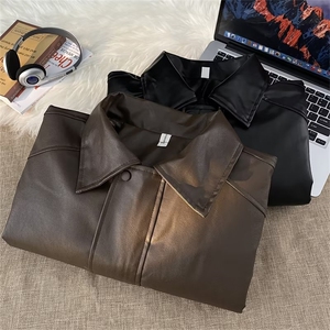 美式复古pu皮夹克男春秋季帅机车服外套潮宽松休闲皮衣W5266-P66图片
