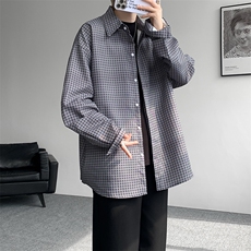 8XL-M长袖衬衫男夏季格子条纹衬衣宽松慵懒风防晒外套CS29005P45，男装衬衫，电商B312