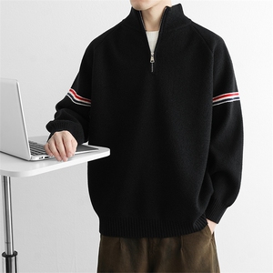 半拉链毛衣2025秋冬季男士新款韩版青少年提花针织衫拼色休闲外套图片