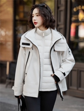 高端鹅绒女两件套2025冬季新款连帽保暖加厚派克服(内含报告），女装羽绒服，靓衣阁