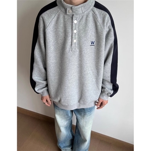 春秋复古拼接立领休闲卫衣男女生宽松套头工装外套装上衣 W6781,男装休闲套装,星座1116A（原606A-3）