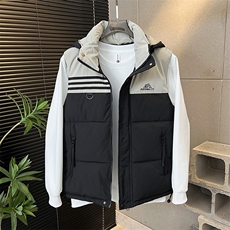 连帽刺绣棉马甲轻奢拼色潮流休闲坎肩加厚保暖313B-WB2506-P75，男装棉衣，星座313B