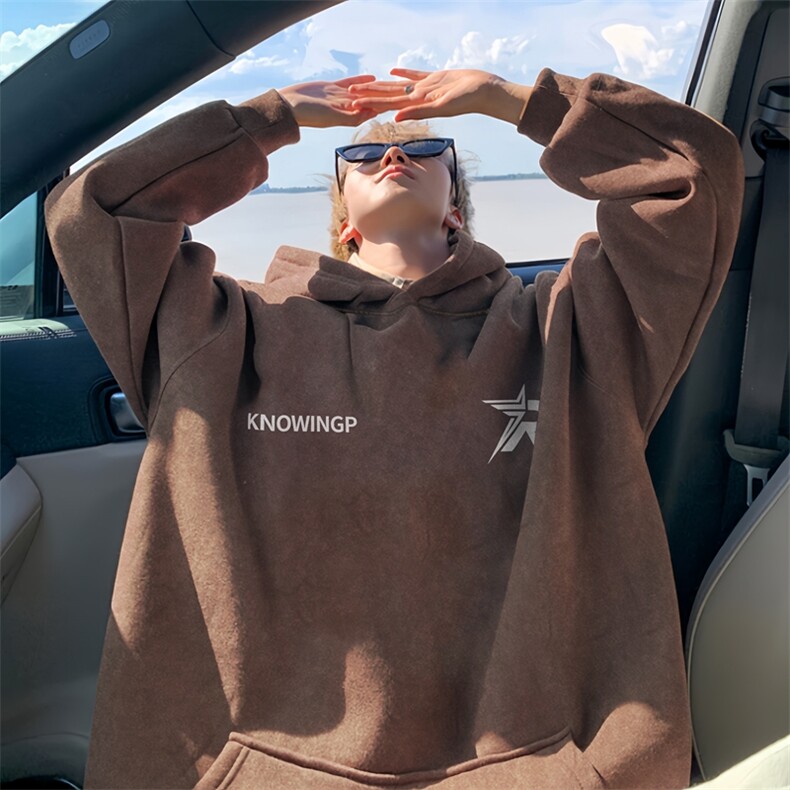 XZ301B-JB2005-P68秋装新款重磅水洗复古松连帽卫衣，男装卫衣，星座301B