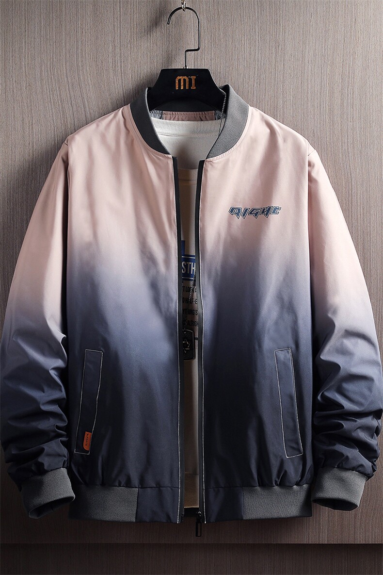 渐变休闲夹克外套男日系宽松棒球服上衣情侣款DS858T,男装夹克,电商A102